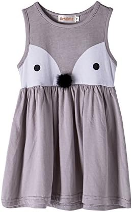 Bestime Summer Fox Girls Cotton Sleeveless Vest Dress Baby Onepiece