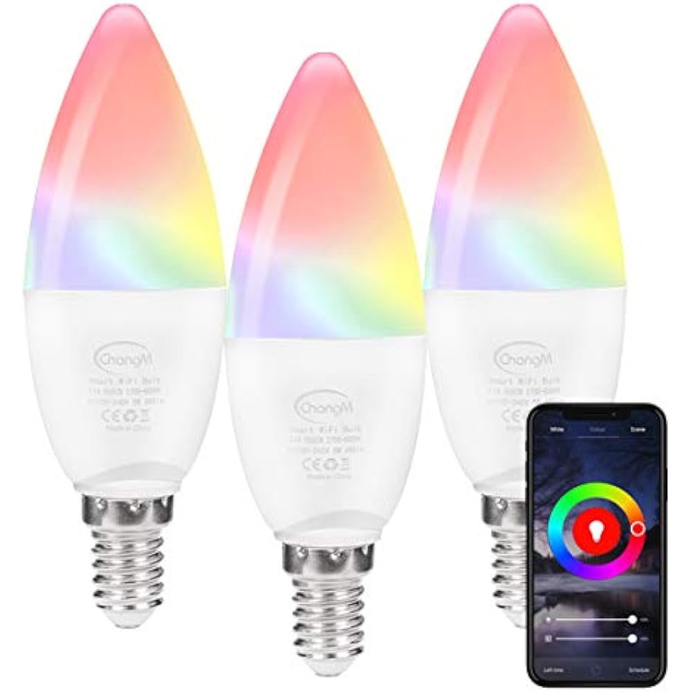 Smart WiFi LED Light Bulbs E12 Candelabra, 5W Color Changing Bulb