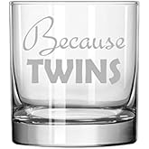 11 oz Rocks Whiskey Highball Glass Because Twins Parent Mom Dad