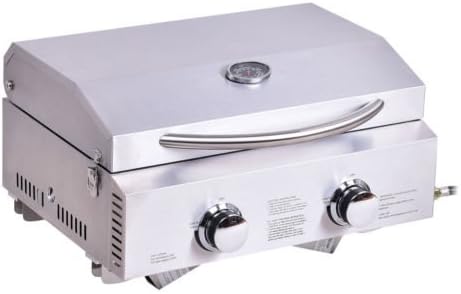 review Allblessings 2 Burner Stainless Steel Portable BBQ Table Top Propane Gas Grill Outdoor Camp