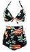 COCOSHIP Retro 50s Black Pink Floral Halter High Waist Bikini Carnival Swimwear L(US8)