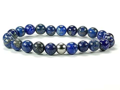 ZILALI Crystal Gemstone Beaded Bracelet, Natural 8mm Stone Bracelet for Women or Men Reiki Chakra Crystal Healing Bracelet for Gift Natural Afghanistan Lapis Lazuli