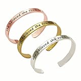 YOYONY Gifts for Women Classic Hand-Stamped Inspirational Message She Believed she Could so she did Bracelets