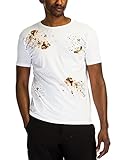 Bleach Splattered Distressed Hole Details Unshrinkable Slim Tee T- Shirt Tops