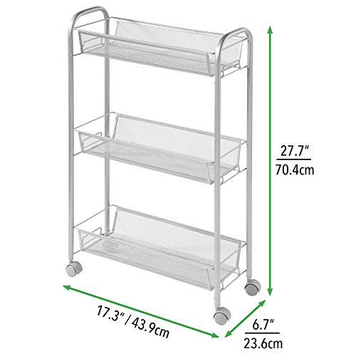 mDesign Portable Rolling Laundry Utility Cart Organizer Trolley with