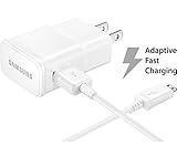 AT&T Samsung Galaxy S7 Active Adaptive Fast Charger Micro USB 2.0 Cable Kit! [1 Wall Charger + 5 FT Micro USB Cable] AFC uses dual voltages for up to 50% faster charging! - Bulk Packaging