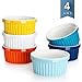 Sweese 502.002 Porcelain Souffle Dishes, Ramekins - 4 Ounce for Souffle, Creme Brulee and Dipping Sauces - Set of 6, Hot Assorted Colors