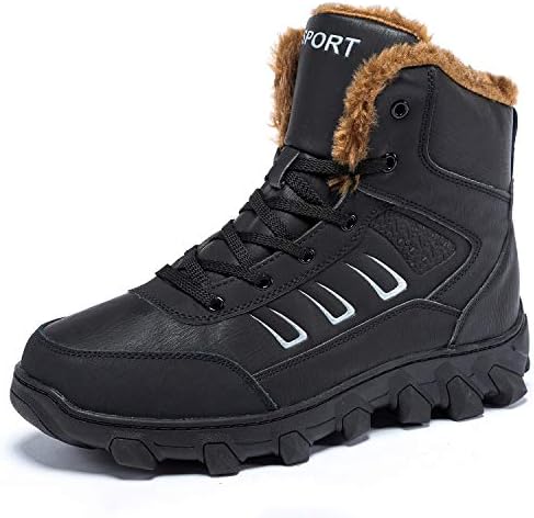 IKENIP Mens Snow Boots Anti-Slip Outdoor Fur Lined Warm Waterproof Winter Shoes