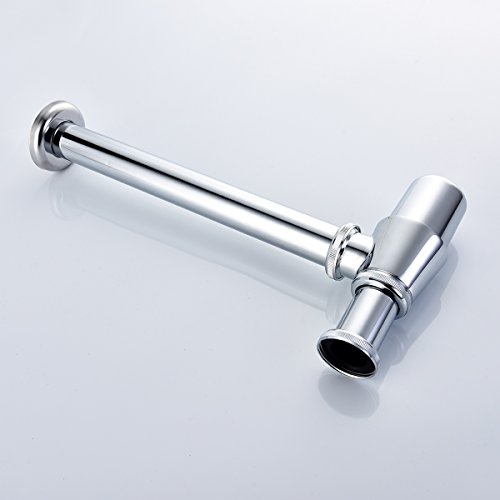 Ciencia Brass Bottle Trap Vessel Sink P Trap Chrome Wall Mounted Bathroom Sink Pipe Basin Bottle Waste Trap for Bathroom, WT03 - Thumbnail 2