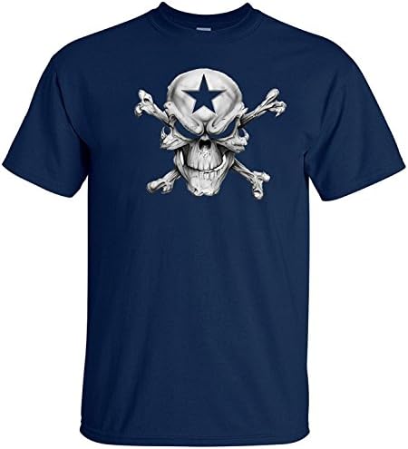 Dallas Skull and Star Logo Dark Blue Tee Mens Cotton t Shirts 2017 (XXL)