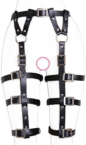 ClearUmm Women Sexy Punk Leather Harness Garter Belt Adjustable Waist Leg Cincher Cage Belt - Free Size