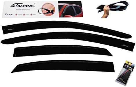 AirSleek Windows Rain Guards Side Window Deflectors Vent Visors for Ford Focus 2005-2010 sedan Outside Tape Mount Platinum