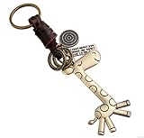 Branew Creative Gifts of Men and Women Keychain Cute Giraffe Retro Alloy Weave Leather Key Chain