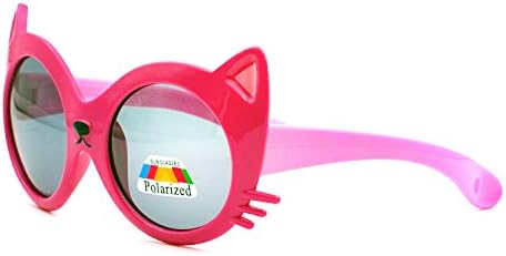 Xinmade Rubber Flexible Kids Polarized Sunglasses for Boys and Girls Age 3-10 (Magenta Pink)