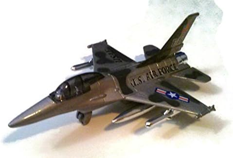7 1/2" Gray F16 Fly Tiger Jet Fighter Die Cast Pull Back