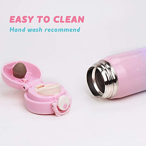Kids Water Bottle Thermoses Mermaid Water Bottle Cup Metal Stainless Steel Vacuum Insulated Water Flask for School Kids Girls Leak Proof BPA Free (Pink-purple mermaid 17oz) - Thumbnail 3