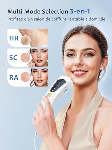 Pulsed Light Hair Remover with Cooling Function, Laser Epilator with 999,900 Flashes, 9 Energy Levels, IPL Hair Removal for Face, Armpits, Legs and Bikini - Men and Women, White