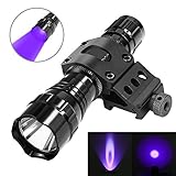 Fyland UV Flashlight, Blacklight 395 nm CREE LED Ultraviolet Pet Urine Detector, Outdoor Tactical Hunting Flashlight Blood Tracker with Picatinny Rail Mount - Batteries and Charger Included