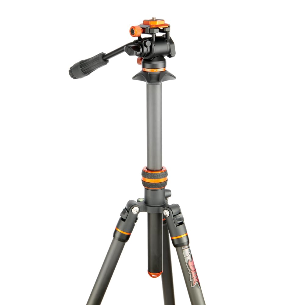 3 Legged Thing Billy Video – Carbon Fibre Travel Tripod Kit with Video Head in Lava (Black/Orange) – Lightweight, Compact Tripod for Filmmakers & Content Creators.