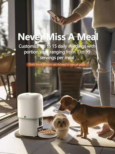 Yuposl Automatic Cat Feeder with Camera, 5G WiFi Cat Food Dispenser App Control 1080 HD Video with Night Vision, 4L Automatic Dog Feeder, Desiccant to Keep Dry Food Fresh, White