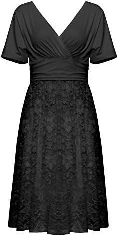 Women's Classic Double V Neck Homecoming Prom Below Knee Black Dress Small
