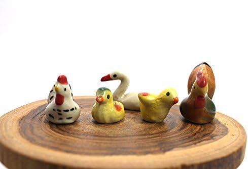 Chicken Ceramic Toy Mini Animals Dollhouse Miniatures Figurine set 5 pcs.#2