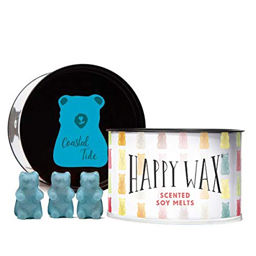 Happy Wax Coastal Tide Soy Wax Melts - Bear Shapes Perfect for Mixing Melts in Your Scented Wax Warmer - 3.6 oz Tin - 100 Hours Burn Time in Every Tin!
