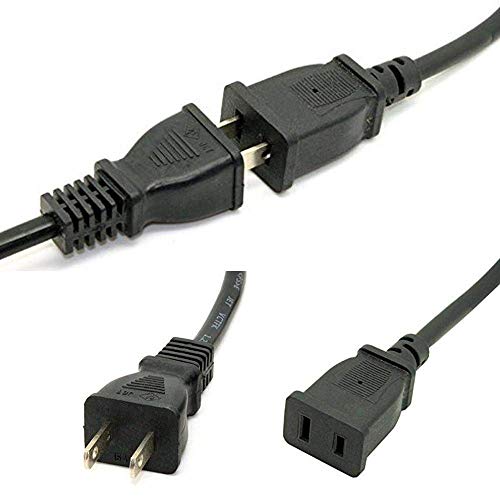 Toptekits 2-Pack USA Outlet Saver Power Extension Cord Cable 125V 15A 2-Prong 2 Outlets for NEMA 5-15P to NEMA 5-15R (1.6ft/50cm) - Thumbnail 6