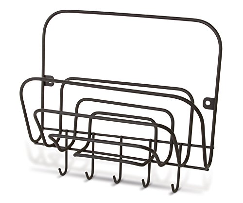 Perfect Life Ideas Key Holder Mail Rack Wall Mount Letter Organizer with Hooks - Sorts, Holds, Organizes Letters, Bills, Memos, Reminders. Hang Car, Auto, House, Key Rings - Includes Mounting Hardware