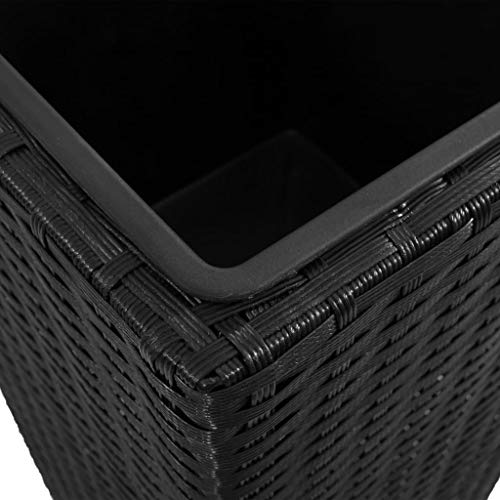 vidaXL 3X Hochbeet Poly Rattan Schwarz Blumenkübel Blumentopf Pflanzkübel – Bild 8
