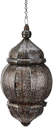 Anasa Decor Decorative Moroccan Metal Lantern (26.04 cm x 26.04 cm x 50.8 cm, Brown)