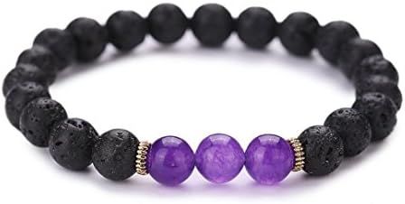 Molyveva Calm Lava Stone Diffuser Bracelet Essential Oils Beaded Bracelet Healing Energy Stretch Bracelet