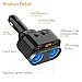 HiGoing Cigarette Lighter Adapter, 80W 2 Sockets Splitter Multi Power Outlet Type C 4.8A Dual USB Car Charger with Voltage Display, Built-in Replaceable 10A Fuse Compatible Mobile Phone GPS Dash Cam