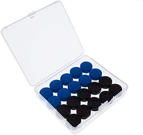 Kasteco 20 Pieces 13 mm Pool Billiard Cues Tips with Storage Box, 2 Types, Blue(Soft) and Dark Brown(Hard)