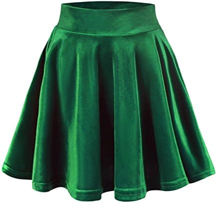 Urban CoCoWomen's Vintage Velvet Stretchy Mini Flared Skater Skirt