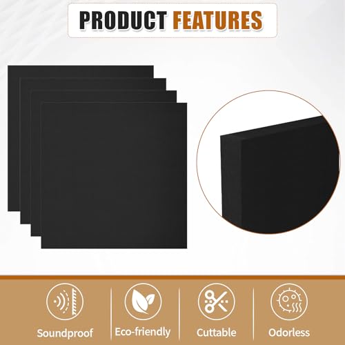LooYee 24 PCS Black Polyester Fiber Acoustic Ceiling Tiles Reduce Light Reflection 2 X 2 Ft Sound Proof Ceiling Panels Moisture Resistant Ideal for Home Theater Office Basement Cover 96 Sq.Ft