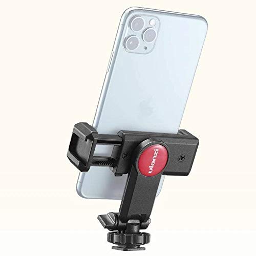 ULANZI ST-06 Universal Phone Tripod Mount with Cold Shoe, Rotates and Adjustable Clamp Holder Smartphone Clip Adapter for iPhone