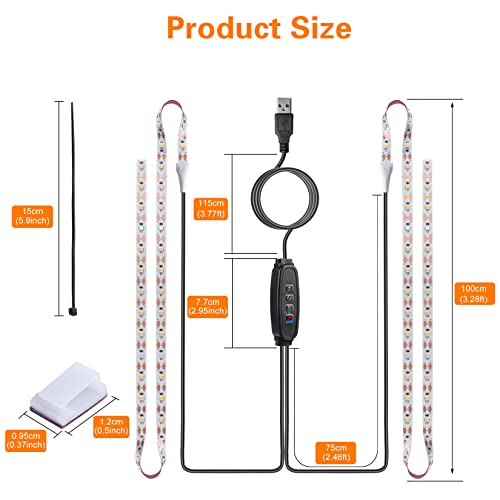 Grow Light Strip，Full Spectrum Grow Lights for Indoor Plants ，with Auto ON / Off Timer，with White Red 120 LEDs / 10 Dimmable Levels，Sunlike Grow Lamp for Hydroponics Succulent（6.56FT）