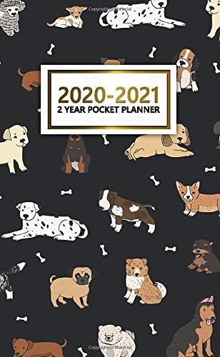 2 Year Pocket Planner 2020-2021: Nifty Calendar & Agenda with Monthly Spread View - Cute Cartoon Puppy Two Year Organizer with Inspirational Quotes, U.S. Holidays, Vision Board & Notes