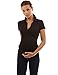 PattyBoutik Mama Collar Short Sleeve Maternity Polo Shirt (Black M)