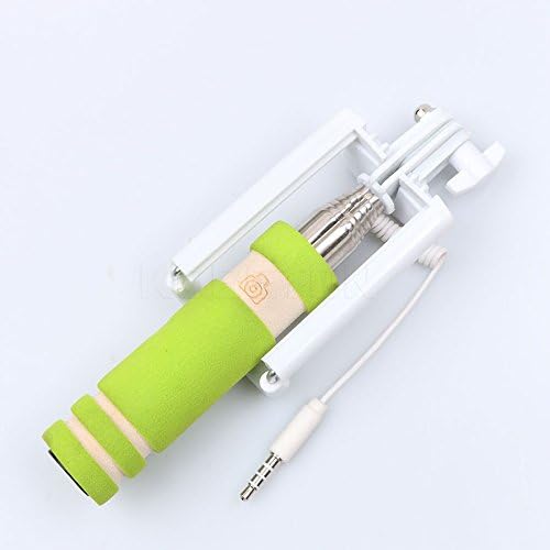 Tehner(TM) Selfie Stick 14cm to 60cm Extended Wired Selfie Holder Shutter Self-Portrait Self Pole Fold Monopod Tripod for Android for iOS[ Green ]