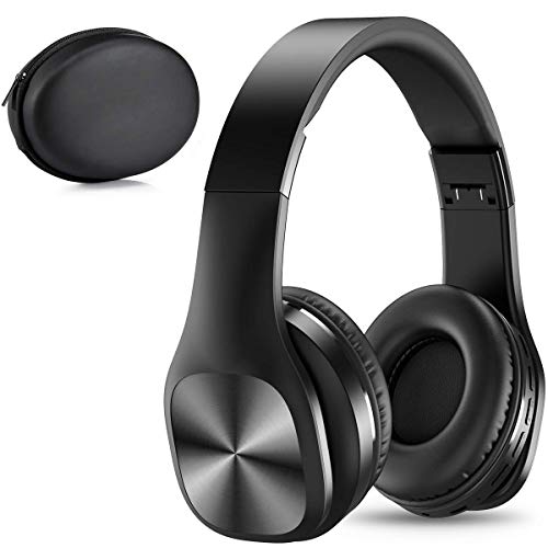 Bluetooth Headphones,Foldable Wireless Headphones Over Ear with Hi-Fi Sound Mic Deep Bass, 120 Hours Playtime and Soft Memory Protein Earpads for Travel Work TV PC iPhone Android Cellphone-Black