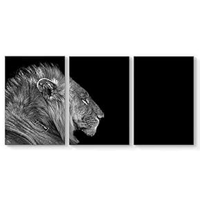 Canvas Wall Art Lion Animal Canvas Painting Wall Poster Decor for Living Room Framed Home Decorations - 16"x24" x 3 Panels