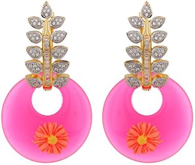 Gold Plated CZ Pink Earrings.