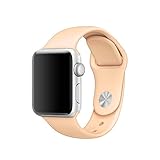 Apple Watch Band, Olawear Soft Silicone Replacement Bands for 38mm Apple All Models Series 1 2 Sport & Edition 2016, (38mm Pink Sand)