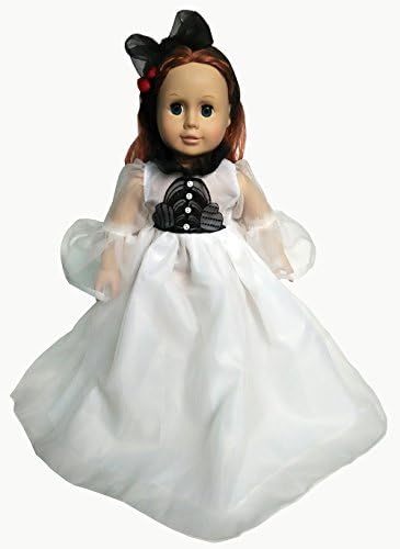 Doll Dress For 18 Inch American Dolls Princess Dress Chiffon Lace 18 Inch Girl Doll Clothes Christmas Present (Black White)