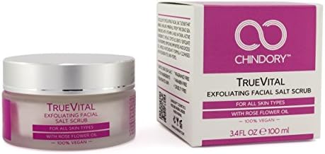 TrueVital Dead Sea Salt Face Exfoliator Scrub - Gentle and Effective Exfoliation, Faster Regeneration, Potent Anti Ageing Effect - Vitamin E, Grapefruit Oil and Rosehip Oil - 3.4 fl oz/100 Milliliter