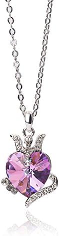 Frola "Crown Princess Lover" Flash Purple Austrian Crystal Pendant Necklace ,Women Fashion Jewelry Great Christmas Gifts