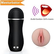 Male Masturbator Cup Sex Toy with Removable Vibration Bullet, HOLYVO Realistic Silicone Luxury Pocket Pussy Stroker with Controllable Tantalizing Porn Star Moaning Feature for Life like Experience