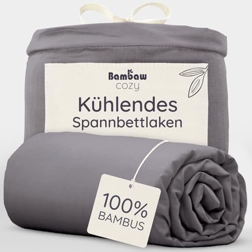 Bambaw Bambus Spannbettlaken 160x200 cm, 35 cm Steghöhe, nachhaltige Bambus Bettwäsche, atmungsaktive Bettlaken, Spannbettlaken Sommer kühlend, Allerg